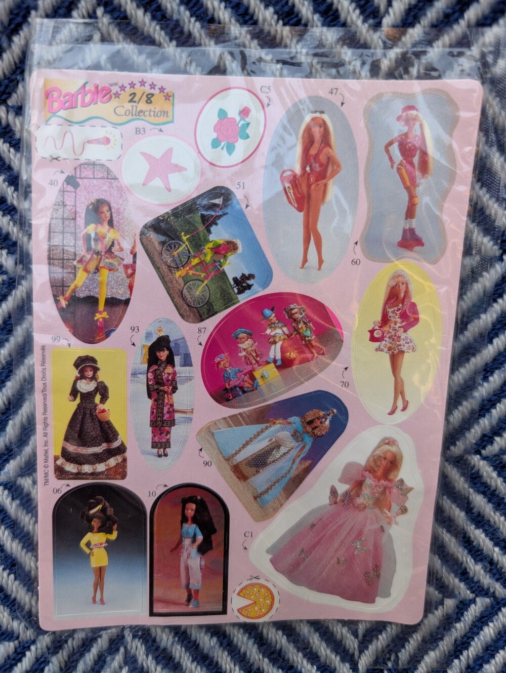 2 For $20 🩷 Vintage Barbie Collectible Sticker Sheet #2 w/ 14 Stickers